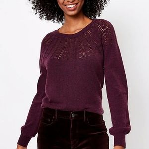 NWT LOFT Pointelle Yoke Sweater
